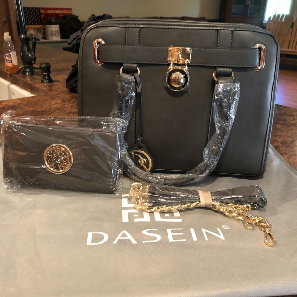 Grey Dasein Satchel with wallet